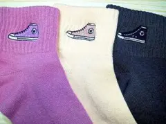 コンバース①①　23−25cm　レディーススニーカー柄ソックス 3足セット