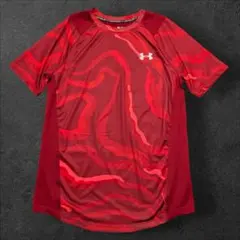 Under Armour 軽量速乾 ストレッチ 波模様 Tシャツ Sサイズ 赤のサムネイル