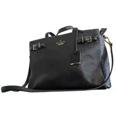 美品 kate spade 黒 レザー 2WAY トートバッグ ショルダーA4