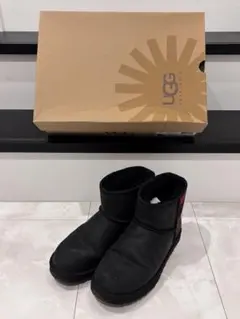 UGG ブラック ムートンブーツ チェック柄　28cm