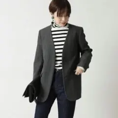 ジャーナルスタンダード　ノーカラーチェックジャケット