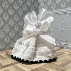 ツイードワンピース 白リボン 10cm ぬい服