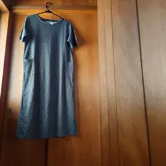 ネイビー チェック柄 半袖ワンピースM