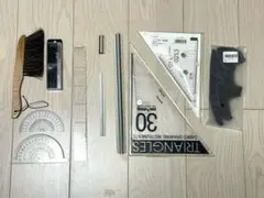 三角スケール、三角定規、コンパス等製図用具セット