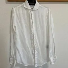 nano universe リネン長袖シャツ ホワイト