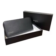 【新品・箱紙袋付】ポールスミス 長財布 ジップストローグレイン 黒 並行輸入品