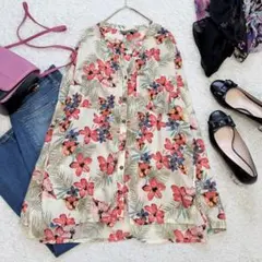 ローラアシュレイ 花柄 シャツ 総柄 コットン100% ゆったり