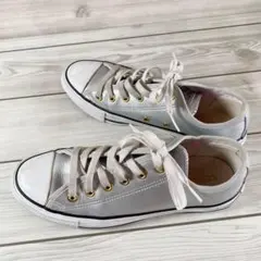 コンバース オールスター レザー ローカット スニーカー シルバー 25cm