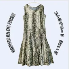 【美品】コムサデモード シルク混 総柄ノースリーブワンピース 裏地付 Mのサムネイル
