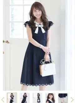 超レア 新品 チェスティ Chesty フラワー 刺繍 ワンピース 襟付 リボン