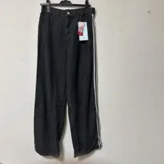 新品　しまむら　サイドラインデニム　ブラック　LL