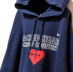 ナイキセイクリッドハートクロスカントリー刺繍 パーカーネイビー紺色2XL古着