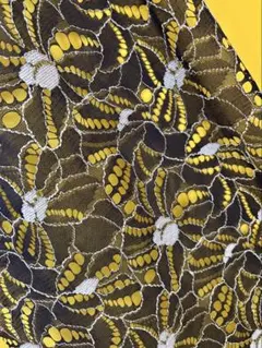 大きな花柄の洗えるコードレース【ネイビー／白】NB2491TR