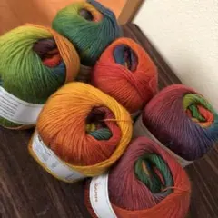 グラデーションウールヤーン6玉 明るめレインボーカラー
