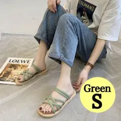 サンダル レディース ビーチサンダル ローヒール シンプル 夏 海 グリーン S