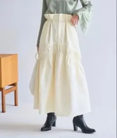 VIS ビス　ぽこぽこドロストジャガードスカート　ホワイト