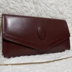 【美品】カルティエ　チェーン　ショルダーバッグ　クラッチバッグ　ボルドーのサムネイル