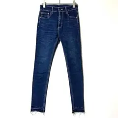 オゾック スキニーデニムパンツ 裾フリンジ ストレッチ S 相当 クロップド Yのサムネイル