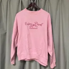 PACIFIC & CO. ピンク スエット トレーナー 刺繍　XL