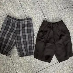 ハーフパンツ 2点セット グレー チェック 黒 フォーマル