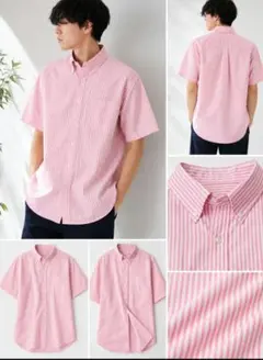 新品未開封 LANDS'END ランズエンド メンズシャツ ピンクストライプ L