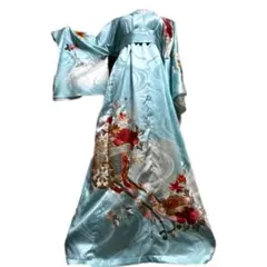 振袖　着物リメイク　ドレス　着物袖風　和柄　ワンピース　刺繍御所車　ハンドメイドのサムネイル
