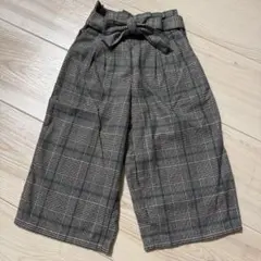 チェック柄リボン付きワイドパンツ　グローバルワーク