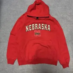00s古着 Nebraska カレッジパーカー 赤 原色 差し色 vintage