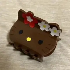 ハローキティ サンリオ 日焼けキティ ヘアクリップ ブラウン