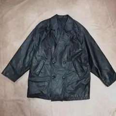 本革 レザーコート ダブルブレスト 黒 ヴィンテージ ラムレザーコート 羊