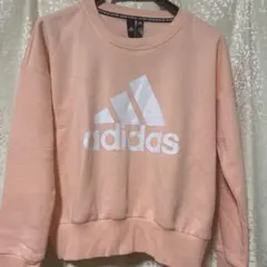 美品 アディダス adidas 刺繍ロゴ短丈スウェット 紫 レディース M 