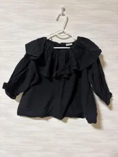 ビックカラー　90 子供服　入園式　結婚式　襟　フリル　黒　バースデー　ブラウス