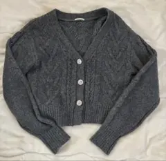 ケーブル編みショート丈ニットカーディガン S GU