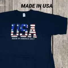 MADE IN USA 星条旗ロゴ Tシャツ XL ネイビー アメリカ製のサムネイル