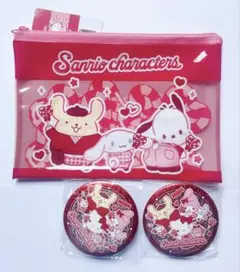 サンリオキャラクターズ ポーチ 缶バッジ セットのサムネイル