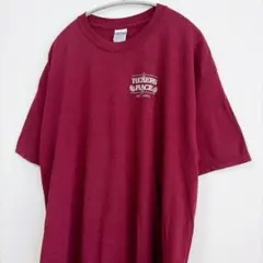 GILDAN ワンポイント バックプリント Tシャツ ボルドー XL 古着