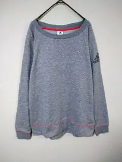アディダス　美品　スウェット　レディースL相当　グレー色　左腕3Dロゴ　綿系