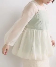 RETRO GIRL キャミドッキングバルーンブラウス グリーン