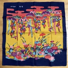 和風　おきなわ　琉球　紅型　綿　ハンカチ　藤　花　イエロー　紺　赤　夏　カラフル