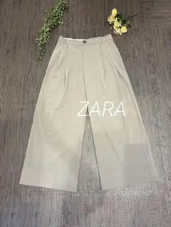 ZARA タックワイドパンツ スラックス グレー Lサイズ