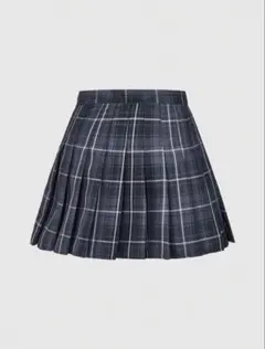 ネイビー チェック柄 プリーツミニスカート 制服風 韓国ファッション