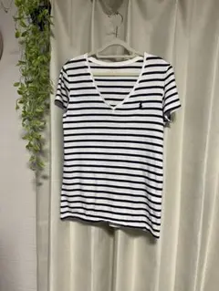 ポロラルフローレン　 ストライプ Vネック Tシャツ Mのサムネイル