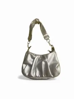 シルバー フリルデザイン ハンドバッグ