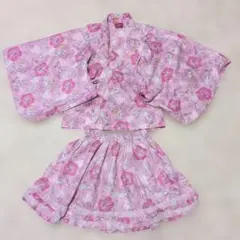 ディズニー　アリエル柄　浴衣ドレス　ピンク　セパレート　レース　120 帯無しのサムネイル