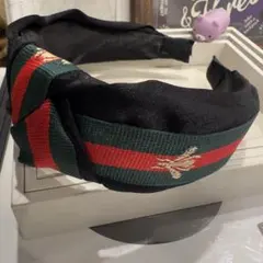 特売カチューシャコーナー249現代風ストライプ蜂柄刺繍平リボンカチューシャ太幅