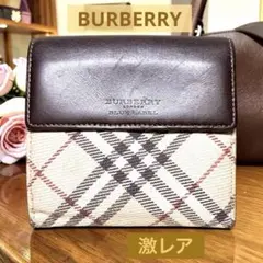 激レア✨BURBERRY バーバリー ノバチェック　 折り財布 コットン レザー