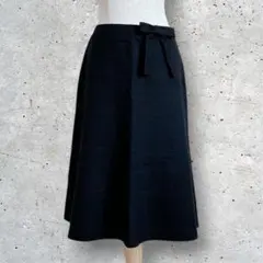 エムズグレイシー リボン フレアスカート リネン混 ブラック 40 Lのサムネイル
