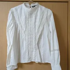 zara コットンレースシャツ 長袖 m