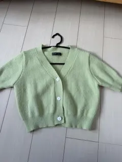 薄緑色 ショートカーディガン 半袖