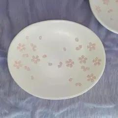 桜模様の陶器皿 2枚セット